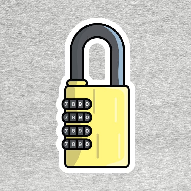 Padlock For Password Secure Sticker vector illustration. Technology and safety objects icon concept. Symbol protection and secure. Cyber security digital data protection concept sticker design by AlviStudio